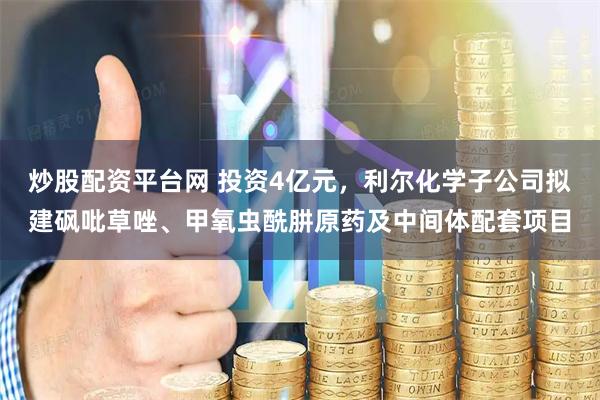 炒股配资平台网 投资4亿元，利尔化学子公司拟建砜吡草唑、甲氧虫酰肼原药及中间体配套项目